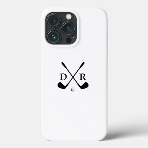 Minimalist Black Logo and Monogram Golf Player iPhone 13 Pro Case