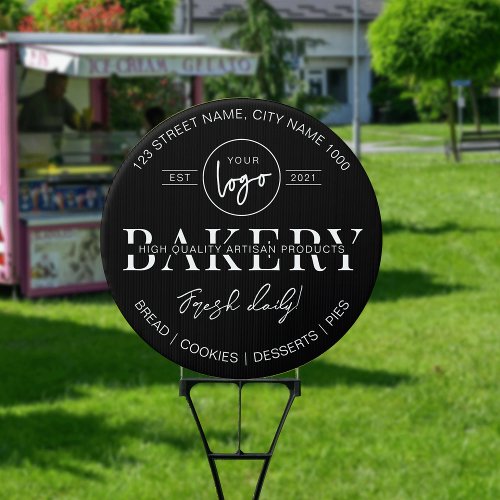 Minimalist Black Logo Bakery Market Stand Outdoor Sign