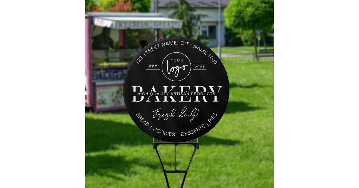 Minimalist Black Logo Bakery Market Stand Outdoor Sign