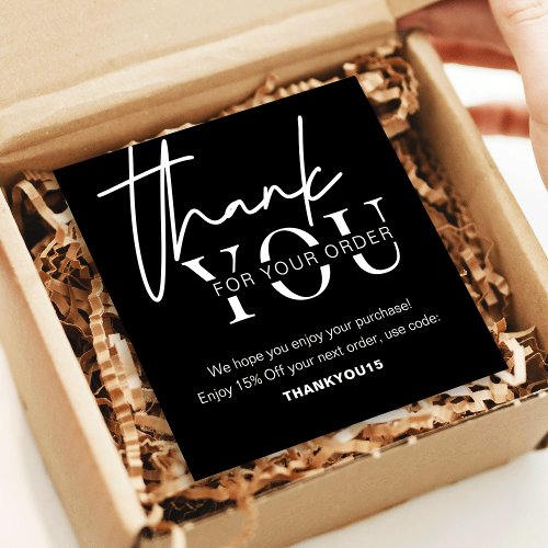 Minimalist Black Logo Business Thank You For Order Note Card