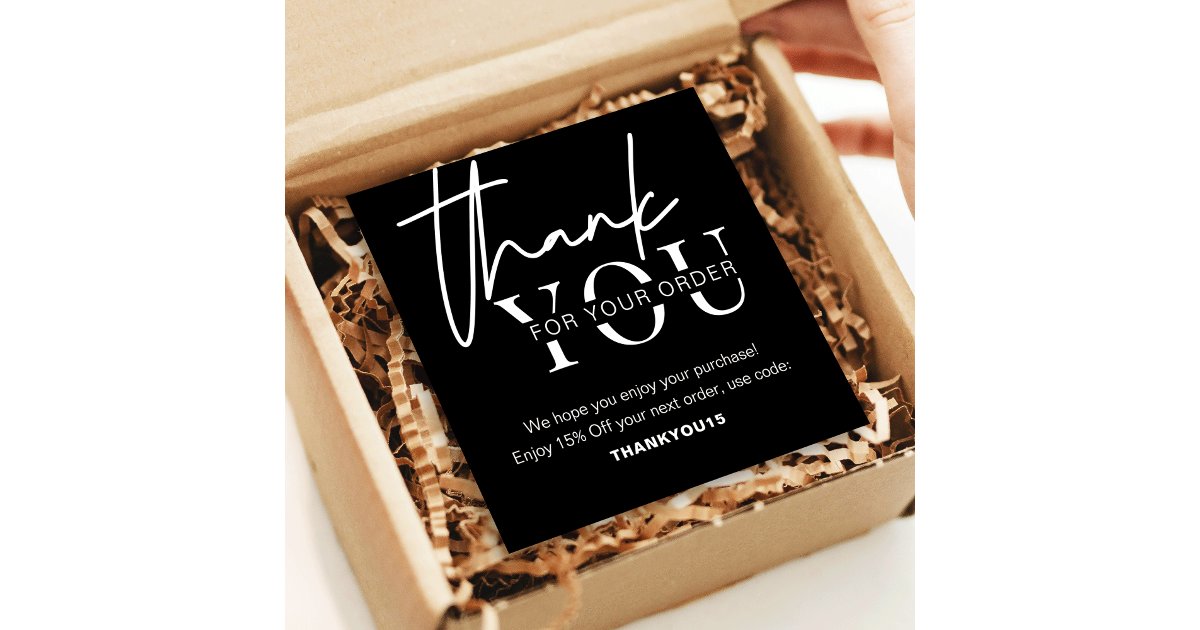 Minimalist Black Logo Business Thank You For Order Note Card | Zazzle