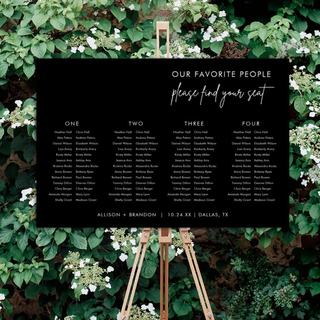 Minimalist Black Long Table Seating Chart Sign (Creator Uploaded)
