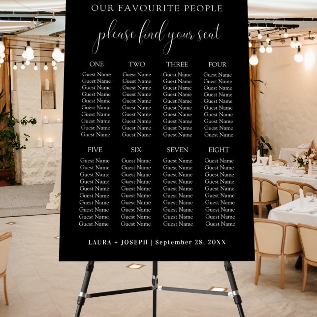 Minimalist Black Long Table Seating Chart Sign (Minimalist black long table seating chart sign keeps guest flow smooth and stylish)