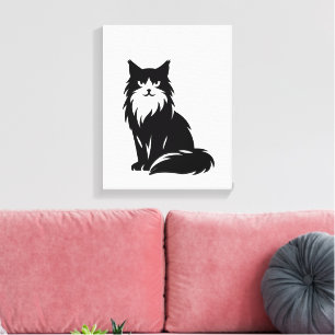 Minimalist Black Maine Coon Silhouette Canvas Print