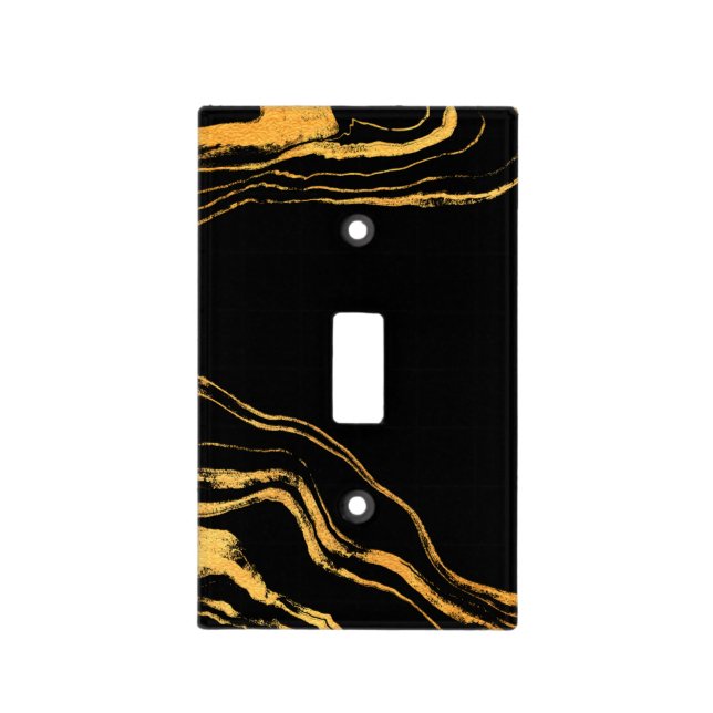 Minimalist Black Marble Light Switch Covers (Front)