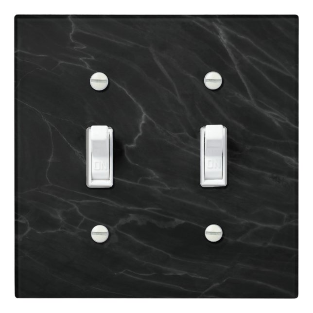 Minimalist Black Marble Light Switch Covers (In Situ)
