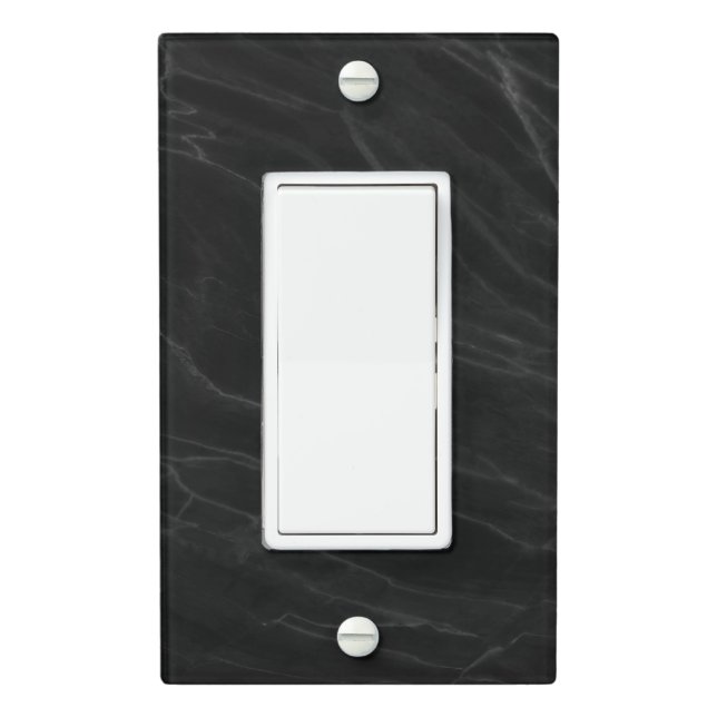 Minimalist Black Marble Light Switch Covers (In Situ)