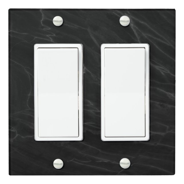 Minimalist Black Marble Light Switch Covers (In Situ)