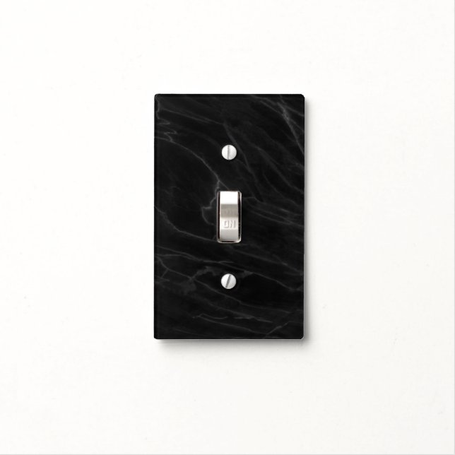 Minimalist Black Marble Light Switch Covers (In Situ)
