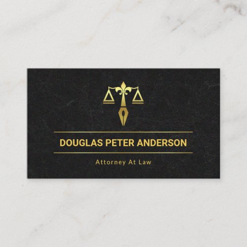 Minimalist Black Marble Texture Gold Lines Law Business Card