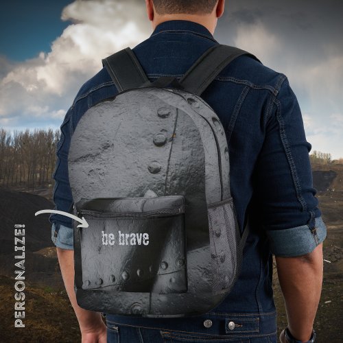 Minimalist black metal rivets printed backpack