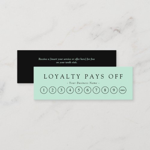 Minimalist Black  Mint Loyalty Punch Card