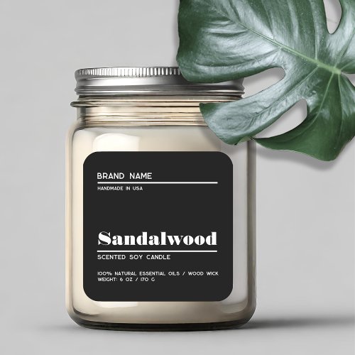 Minimalist black modern candle product label