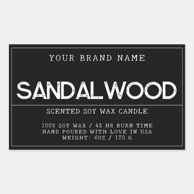 Minimalist black modern elegant candle product   rectangular sticker (Front)