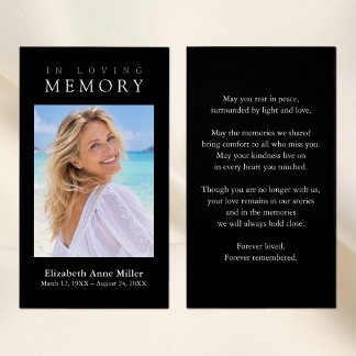 Minimalist Black Modern Photo Sympathy Card