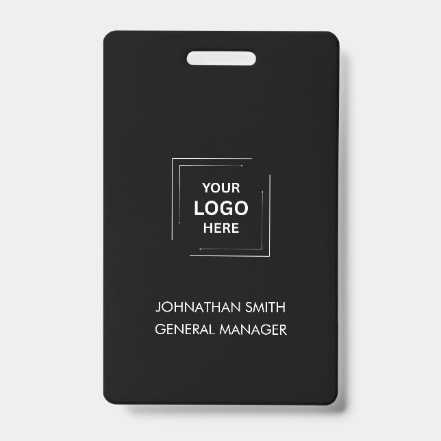 Minimalist Black Modern Professional Employee ID Badge (Front)