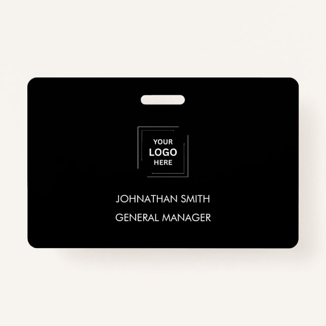 Minimalist Black Modern Professional Employee ID Badge (Front)
