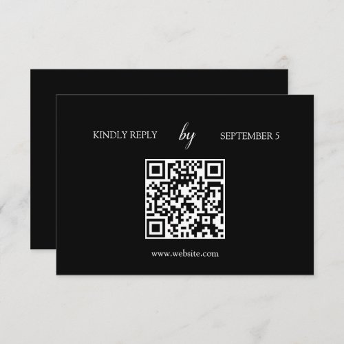 Minimalist Black Modern QR Code Wedding RSVP Card