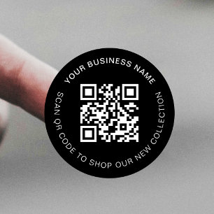 Minimalist Black Modern Scannable Business QR Code Classic Round Sticker