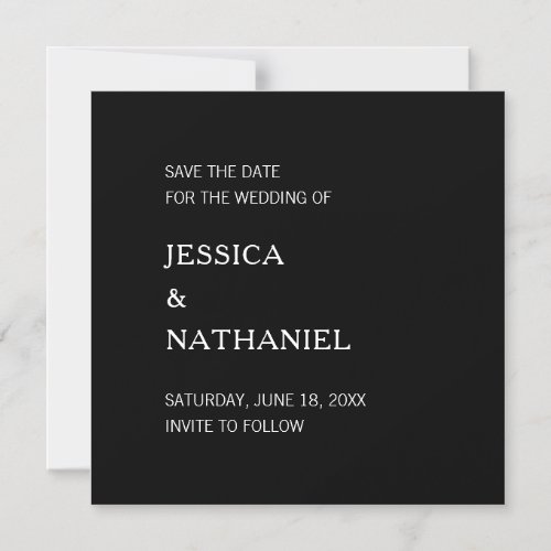 Minimalist Black Modern Square Save the Date Magnetic Invitation