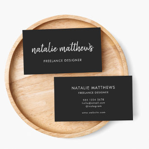 Minimalist Black   Modern Trendy Handwritten Business Card