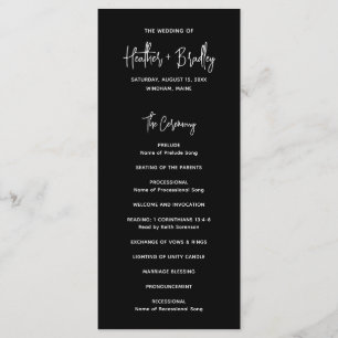 Minimalist Black Modern Wedding Program