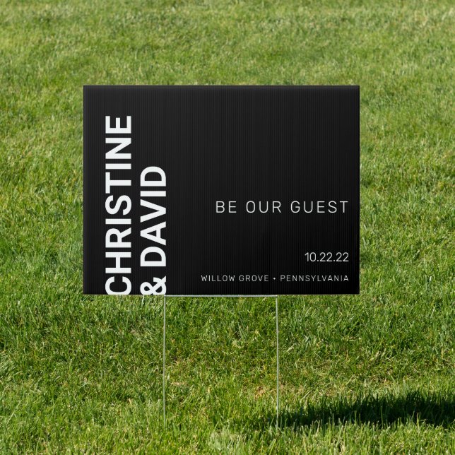 Minimalist black modern wedding welcome sign (Insitu)