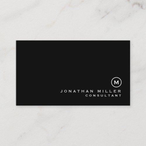 Minimalist Black Monogram Business Card