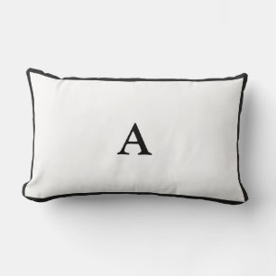 Minimalist Black Monogram Lumbar Throw Pillow