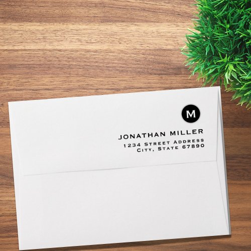 Minimalist Black Monogram Medallion Envelope