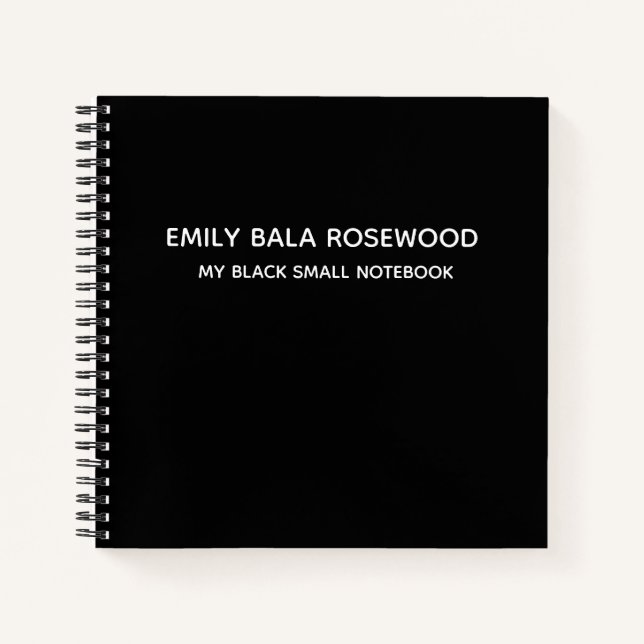 Minimalist Black Monogram Name Design Notebook (Front)