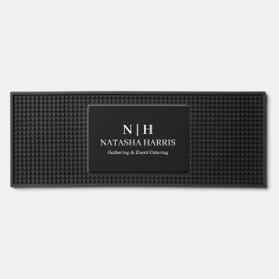 Minimalist Black Monogram or Logo Business Bar Mat