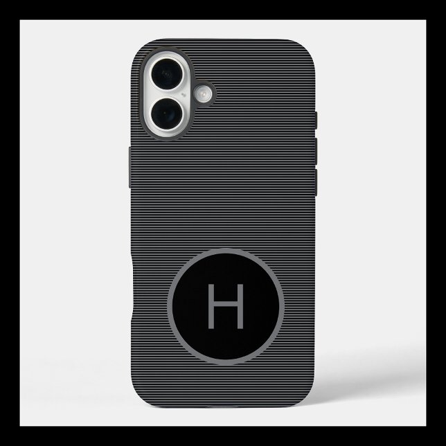 Minimalist Black Monogram with Fine Line Pattern Case-Mate iPhone Case (Creator Uploaded)