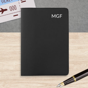 Minimalist Black Monogrammed Initial Custom Passport Holder