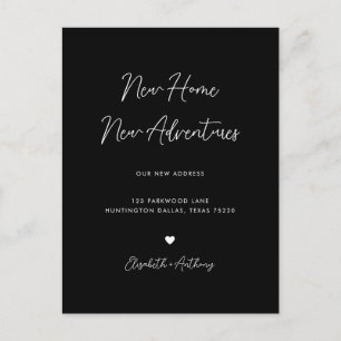 Minimalist Black New Home New Adventures Moving Announcement Postcard