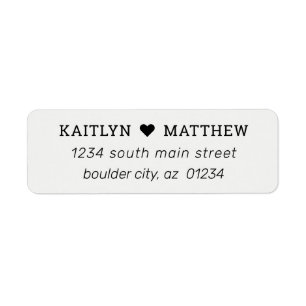 Minimalist Black on Gray Couple's Return Address Label
