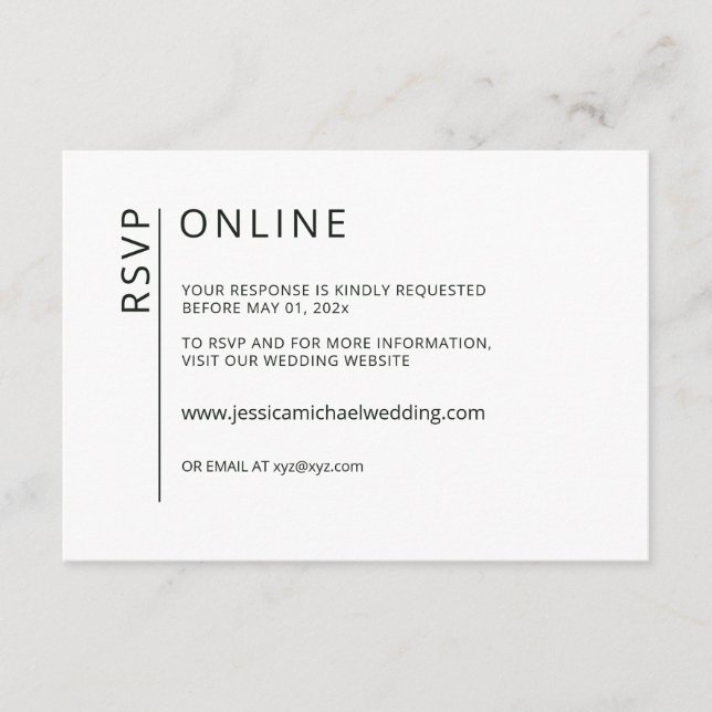Minimalist Black on White Online RSVP Card (Front)