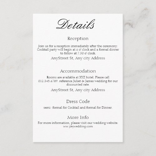 Minimalist Black on White timeless Enclosure Card