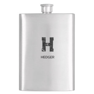 MINIMALIST BLACK ONE LETTER MONOGRAM NAME ASH FLASK