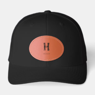 MINIMALIST BLACK ONE LETTER MONOGRAM NAME CLEAN LEATHER PATCH HAT