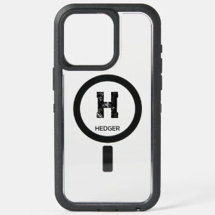 MINIMALIST BLACK ONE LETTER MONOGRAM NAME CLEAR  iPhone 15 PRO MAX CASE