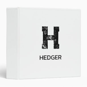MINIMALIST BLACK ONE LETTER MONOGRAM NAME WHITE 3 RING BINDER