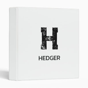 MINIMALIST BLACK ONE LETTER MONOGRAM NAME WHITE 3 RING BINDER