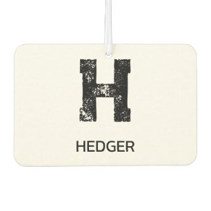 MINIMALIST BLACK ONE LETTER MONOGRAM NAME WHITE AIR FRESHENER