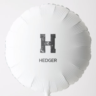 MINIMALIST BLACK ONE LETTER MONOGRAM NAME WHITE BALLOON