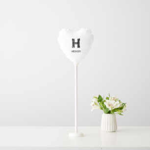 MINIMALIST BLACK ONE LETTER MONOGRAM NAME WHITE BALLOON