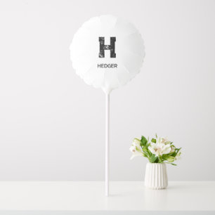 MINIMALIST BLACK ONE LETTER MONOGRAM NAME WHITE BALLOON