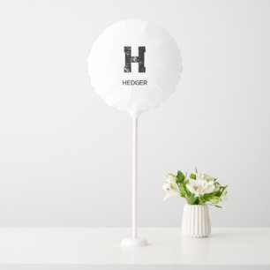MINIMALIST BLACK ONE LETTER MONOGRAM NAME WHITE BALLOON