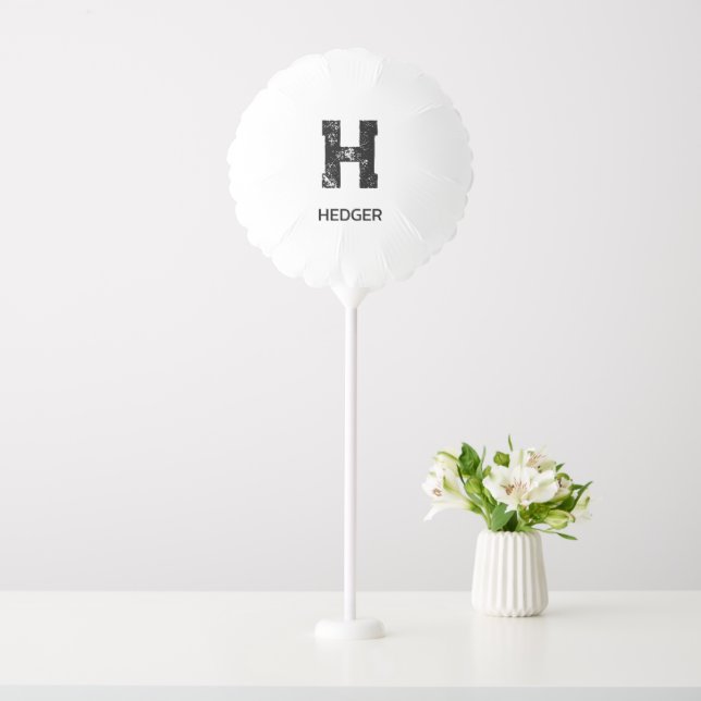 MINIMALIST BLACK ONE LETTER MONOGRAM NAME WHITE BALLOON (In SItu)