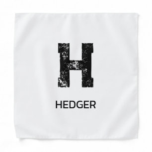 MINIMALIST BLACK ONE LETTER MONOGRAM NAME WHITE BANDANA